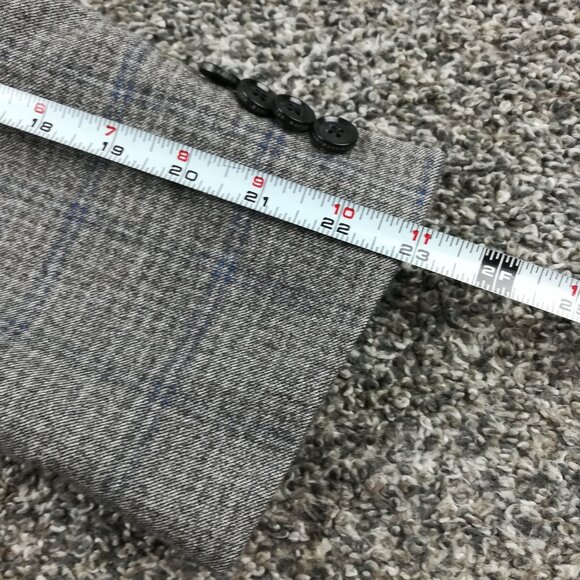 Ted Baker London Sport Coat Flannel Wool Sharkskin Windowpane Plaid Blue 40S - Picture 12 of 15